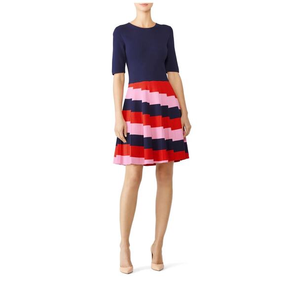 Trina Turk Fenna 2 Navy Red Pink Knit Dress S - Picture 4 of 6